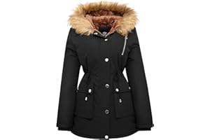 FARVALUE Womens Water-repellent Winter Coat Thicken Puffer Jacket Warm FLeece Lined Parka with Fur Hood