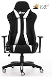 Green Soul Beast Racing Edition Ergonomic Gaming Chair with Premium Fabric & PU Leather, Adjustable Neck & Lumbar Pillow,3D Adjustable Armrests & Strong Nylon Base (Black & White)Installation Provided