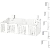JDYOOMI Bedside Caddy Shelf Hanging Storage Basket for Bunk Bed and Office Cubical Walls,Baby Bed Rails,College Dorm Bed Organizer - 5 Pairs Sized Hooks-for Phone Glass Magazine Decor (White)