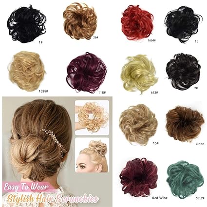 2 Pieces Easy To Wear Stylish Hair Scrunchies Natural Messy Curly