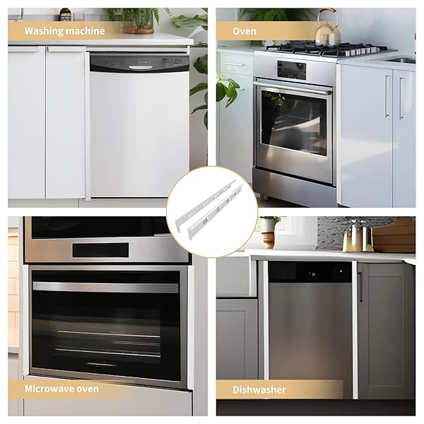 MOFINO STOVE GAP COVERS 316 STAINLESS STEEL,STOVE GAP FILLER,HEAT-RESISTANT OVEN SIDE GAP FILLER,BETWEEN STOVE AND COUNTER SLIDE IN RANGE TRIM KIT FOR KITCHEN,2 PACK (23.6″-26″ SILVER)