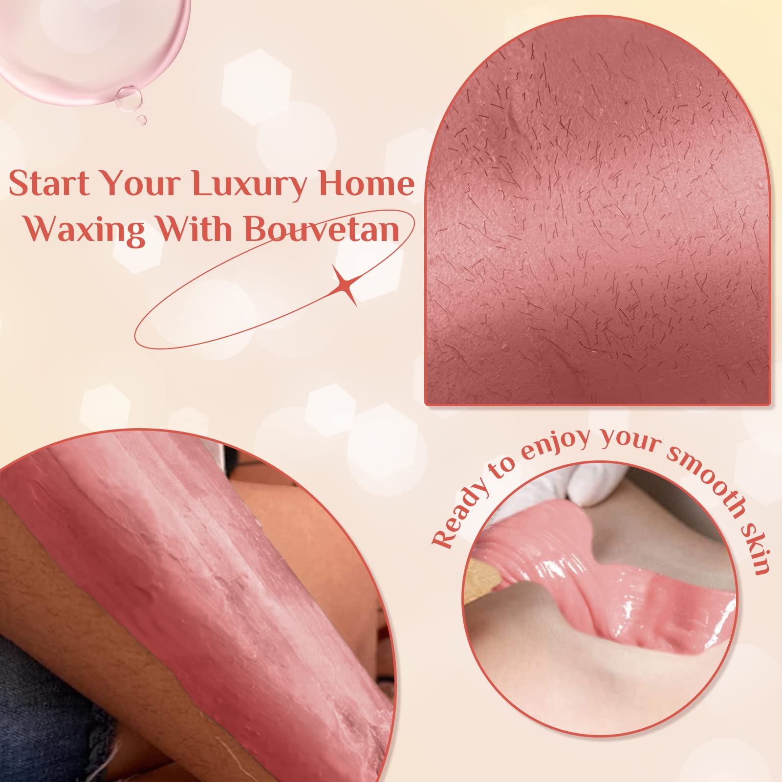 Hard Wax for Hair Removal, 1.1lb/17.6oz, Sensitive Skin wax Beads for Face, Legs, Armpit, Brazilian, Bikini and Full Body at Home, Natural and Gentle Waxing Beads (Rose)