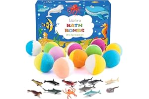 LISOTERA Bath Bombs for Kids with Surprise Inside - 12Pcs Kids Bubble Bath Fizzies with Sea Animal Toys, Gentle Safe for Skin Moisturize. Birthday Christmas Gifts for Boys Girls