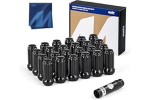 Orion Motor Tech M14x1.5 Lug Nuts Black with Spline Tuner, XL 2 inches Length Conical Wheel Nut, Compatible with Chevy GMC Fo