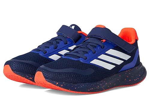 adidas Run Falcon 5 Elastic Lace & Strap Sneaker, Dark Blue/White/Solar Red, 2.5 US Unisex Little Kid