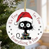 Black Cat Funny Christmas Ornaments 2025, 2D Acrylic Hanging Ornaments for Christmas Tree Decorations, Xmas Decor for Cat Lovers Stocking Stuffers Gifts for Women and Men