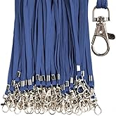 Navy Blue Lanyards 50 Pcs Bulk Lanyard for Id Badges Flat Lanyard with Badge Clip Swivel Hook (50, Navy Blue)