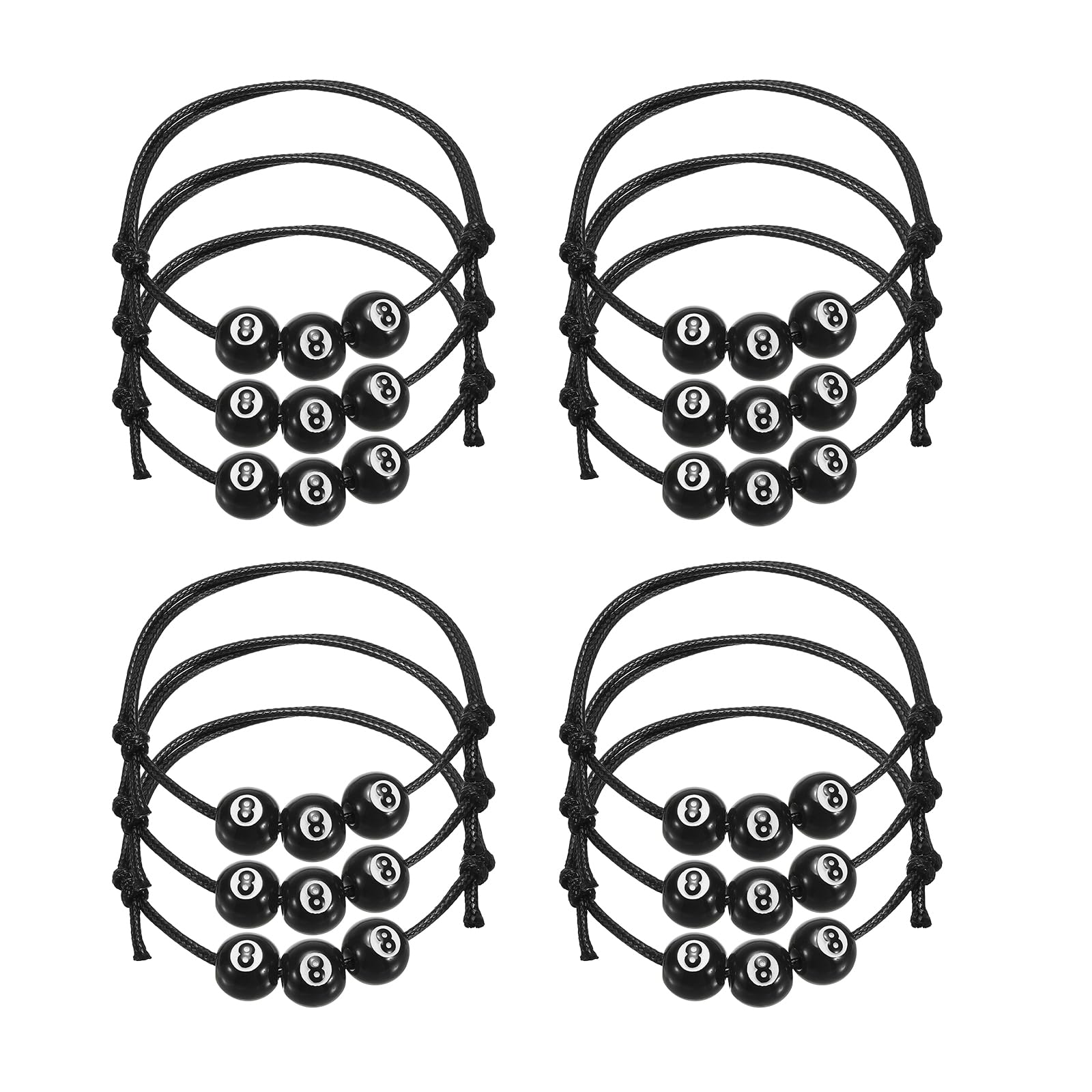 PATIKIL 11mm Billiards Charm Bracelets, 12Pcs Sports Beads Bracelet Adjustable Wristbands Billiards Party Favors for Teen Adults Sport Theme Party, Black