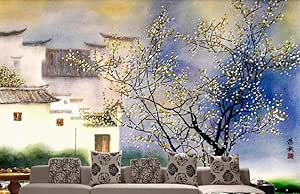 Paisaje Tridimensional Pintura Al Óleo Albaricoque Flor Lluvia Tv Fondo