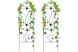 XYADX Trellis for Climbing Plants Outdoor 64"x17" Garden Trellis, Plant Trellis for Climbing Rose Vegetable Flower, Lawn, Backyard, Black Metal Trellis – Pack of 2