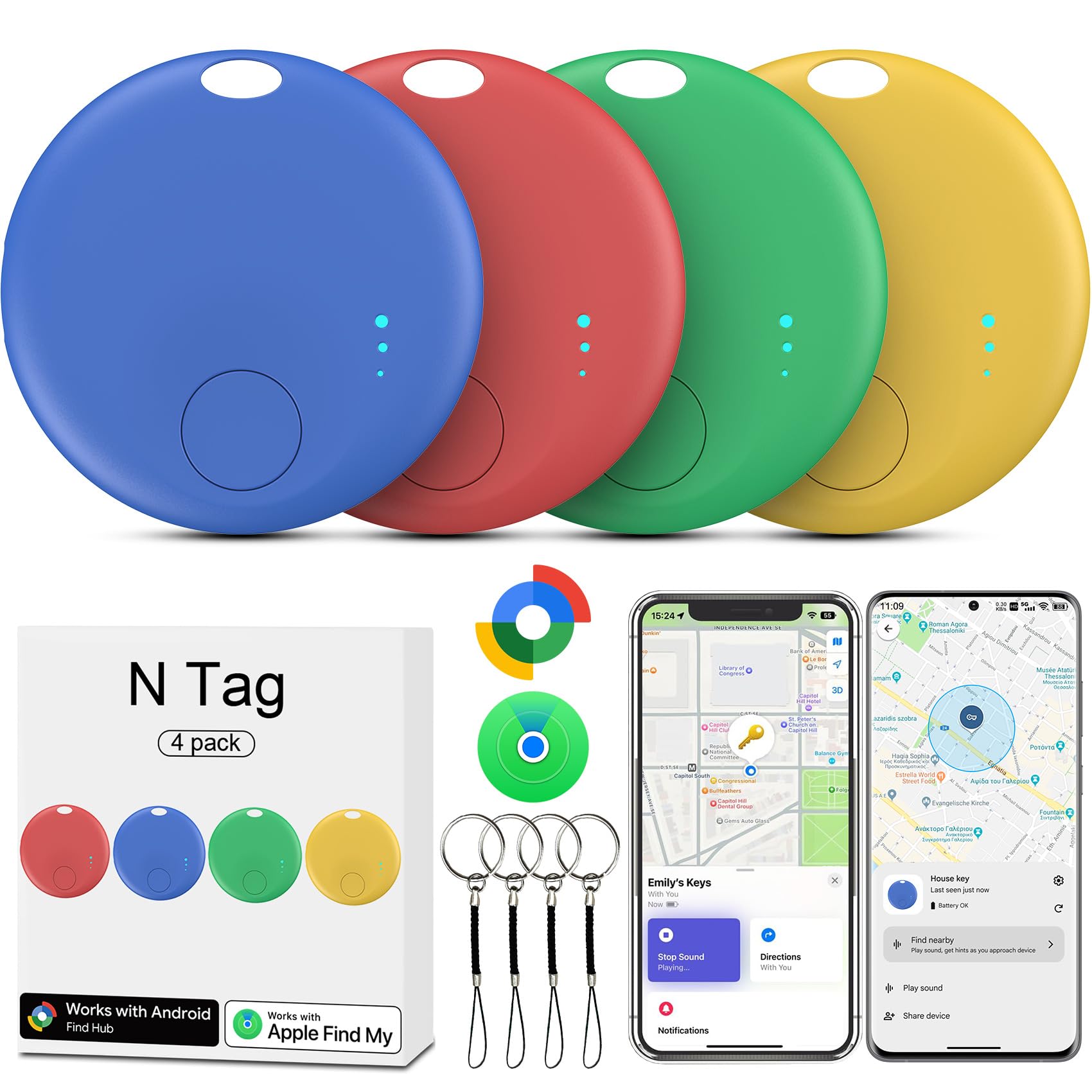 Photo 1 of ***ONLY 2, blue and red only*** Air Tracker Tag for Android or iOS, Android Tracker Tags-4 Pack, Dual System Smart Tags for Android or iOS, Luggage Tracker Tags Find My or Google'S Find Hub App Item Finder for Keys,Wallets,Suitcases