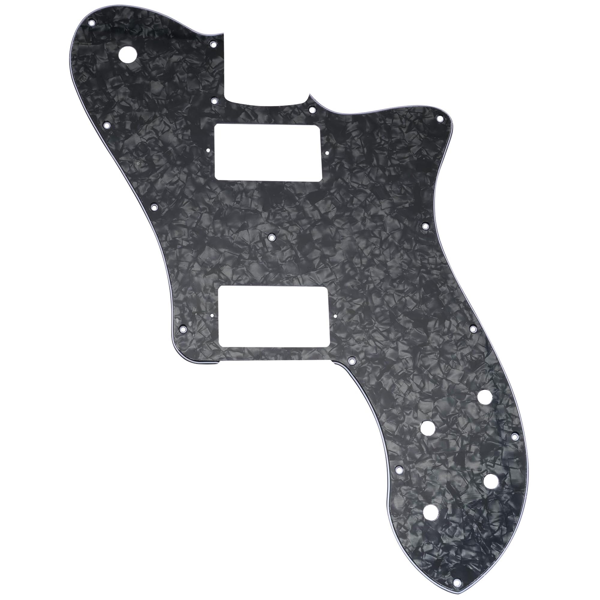 Musiclily Pro 15 Holes Covered HH Guitar Pickguard for Mexico Fender 72 Tele Deluxe Style Electric Guitar, 4ply Black Pearl