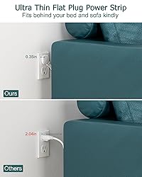 Flat Plug Power Strip 6 Ft, Ultra Flat Extension