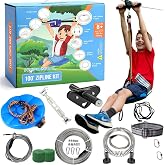 Hyponix Zip Line Kit for Backyard Kids and Adults 100 ft, Up to 350 Lbs | Outdoor &amp; Backyard Zipline w/ Safety Harness, Ratchet Quick Setup, Spring Brake, Removable Trolley, Rustproof Stainless Steel
