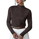 Milumia Women's Ribbed Knit Mock Neck Long Sleeve Cropped Sweater Going Out Crop Tops
