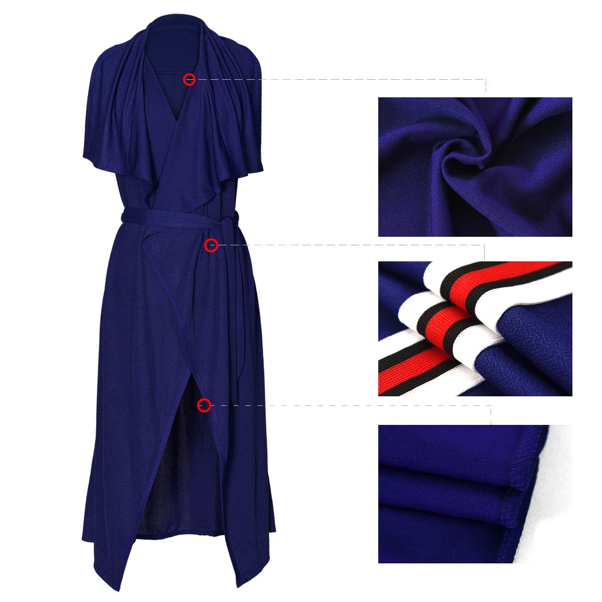 Misschicy Women Lapel Sleeveless Long Waistcoat Long Dust Coat Vest