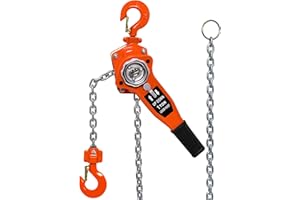 LUCKYSLYCYC Manual Lever Chain Hoist 3/4 Ton 1650 Lbs10 Feet - Reliable Brake System,Possess Featuring Chain Come Along and Safety Measures for Chain Fall - Perfect for Depot Industrial Lifting