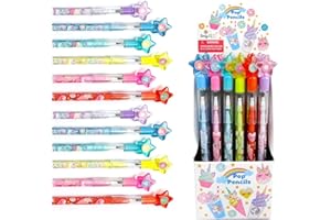 TINYMILLS 24 Pcs Unicorn Donuts Cupcakes Stackable Pencil with Eraser for Unicorn Girl Birthday Party Favor Prize Carnival Goodie Bag Stuffers Classroom Rewards