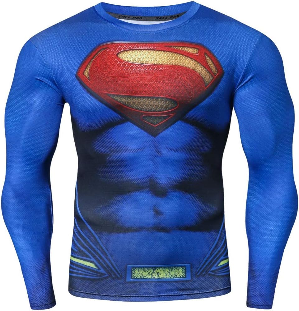 Men's Compression Dry Fit Shirts Long Sleeve Shirt Tops Workout Running Shirt Blue …