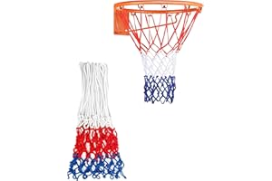 Heavy Duty Basketball Net Replacement - 12 Loop All-Weather Anti-Whip, Rainproof & Sunscreen (Red White Blue) Fits Standard I