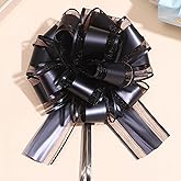 8 Pcs Large Pull Bows for Gift Wrapping, Party Wedding Ribbon Bows for Wrapping Boxes, Flower Decorations, Gift Baskets Decorations (6 inches - Black)
