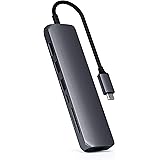Satechi Slim Multiport Adapter with Ethernet, 4K HDMI, 60W USB C PD Charging, 2 USB-A, SD/Micro Card Readers - for M2/ M1 Mac