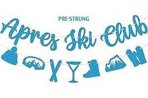 Ski Bachelorette Party Banner - Ski Club Decorations - Winter Wedding Decor - Winter Birthday Party Decor - Blue Glitter