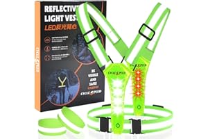 CYCLESPEED Led Reflective Vest Running Gear, Light Up Vest for Night Walking, High Visibility USB Rechargeable Adjustable Running Lights for Runners Walkers Men Women Kids