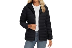 YUCOLEN Women's Puffer Jacket with Hood Lightweight Quilted Padded 4 Pockets Zip-up Coat Winter Jackets for Women