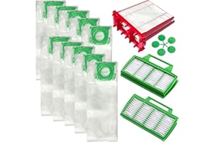 AOLLETEAU Replacement for SEBO Airbelt K Series Model, 1 Pack Exhaust Filter and 6608ER Micro Hygiene Filter, 10 Pack 6629ER Filter Bags, 1 Pack Pre-motor Microfilter