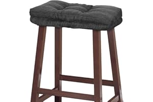 baibu Stool Cushion Rectangular, Super Soft Bar Stool Cushion Saddle Stool Seat Cushions with Ties - One Pad Only (Gray-Black, 18x9.5x1.5in)