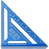 Wakuka Carpenter Square, 12 Inch Aluminum Alloy Rafter Square, SAE & Metric Dual Scale Carpenter Measuring Layout Tool, 0-90°