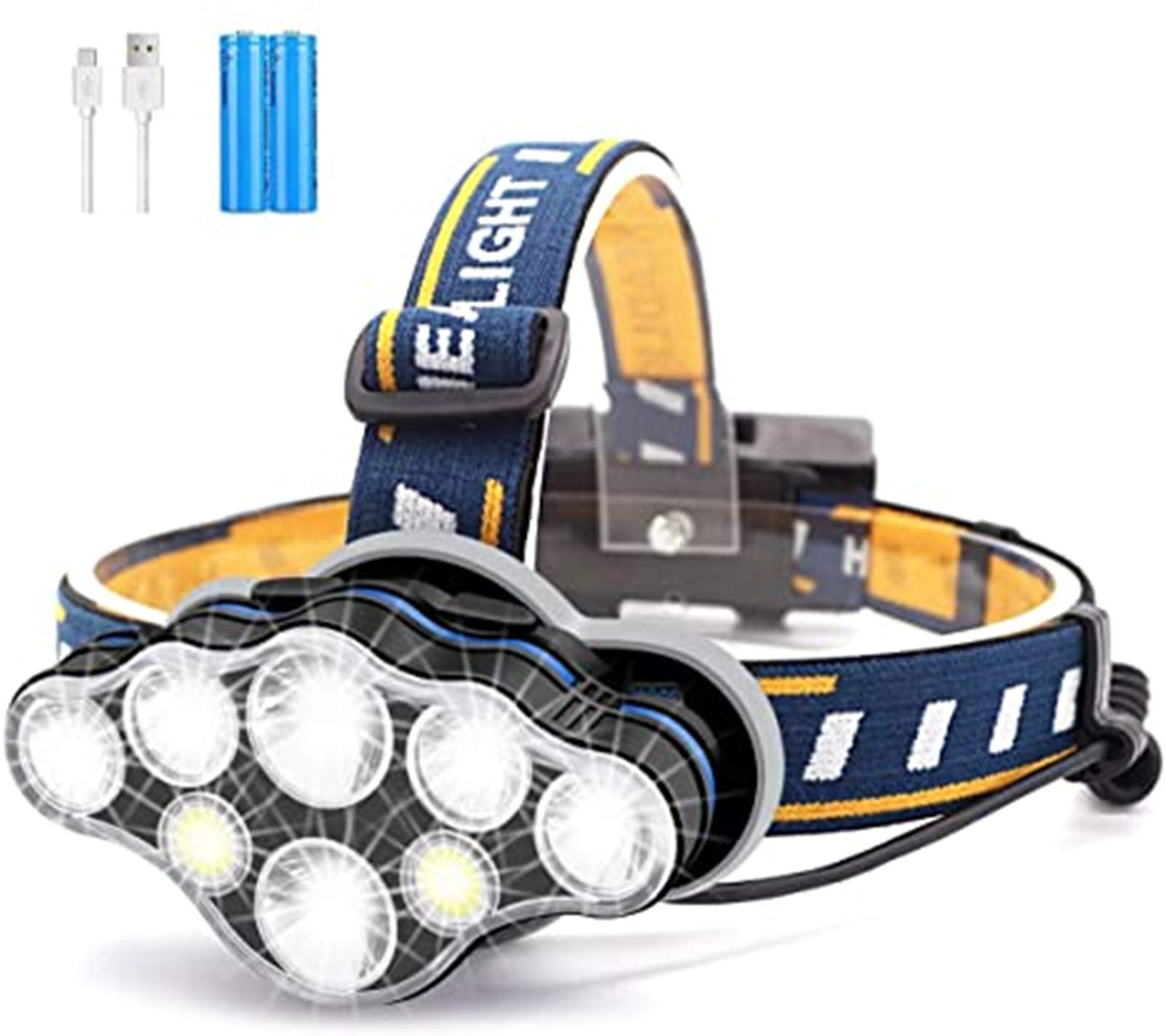 conoboHead light Rechargeable, 8 LED 8 Modes Bright Headlamp Flashlight with White Red Lights, USB Rechargeable Waterproof Head light for Fishing Hunting Camping Hiking Outdoor