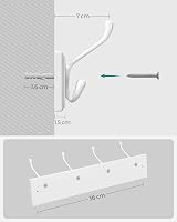 SONGMICS Wall Mounted Coat Rack with 4 Tri-Hooks White LHR30WT view 6