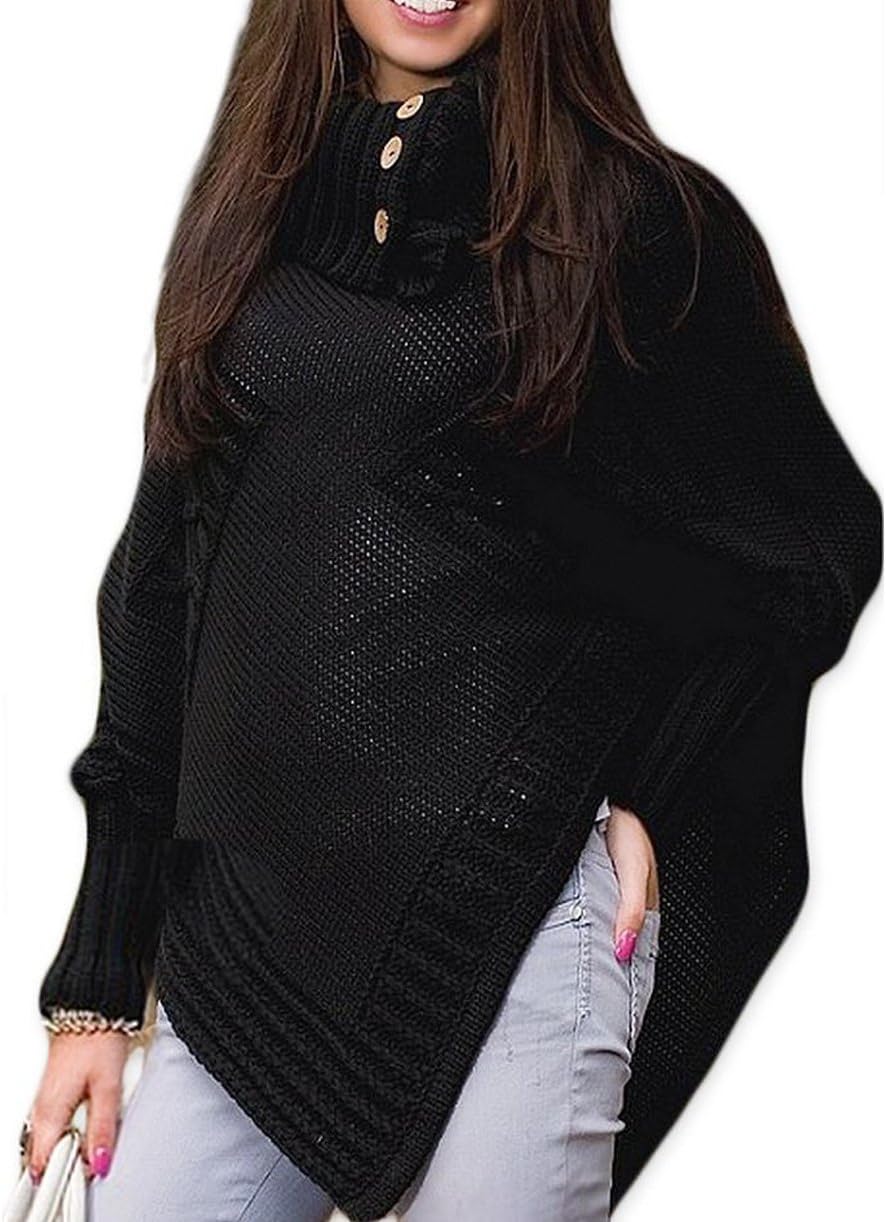 Womens Ladies Warm Knitted Poncho Jumper Sweater Jacket Cape WRAP Shawl MFAZ Ltd