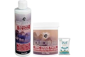 EQUIDERMA (2 Pack) Horse Skin Lotion and Zinc Oxide Paste 16oz with 10ct pet Wipes
