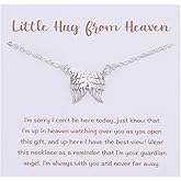 Little Hug from Heaven Angel Wings Necklace Gift for Women, Guardian Angel Sympathy Condolence Gift for Loss Mom Dad