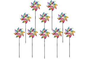 FANME Sparkly Holographic Rainbow Pinwheel Reflective Colorful Whirl Pinwheels Spinners Windmill Bright Blended Rainbow Design DIY Set for Kids Adult Garden Orchard Lawn Farm Beach Decor (Rainbow)