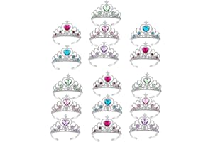 S & E TEACHER'S EDITION 16 Pcs Tiaras Crown Set, Princess Dress Up Costume Birthday Party Favors Accessories Kid Birthday
