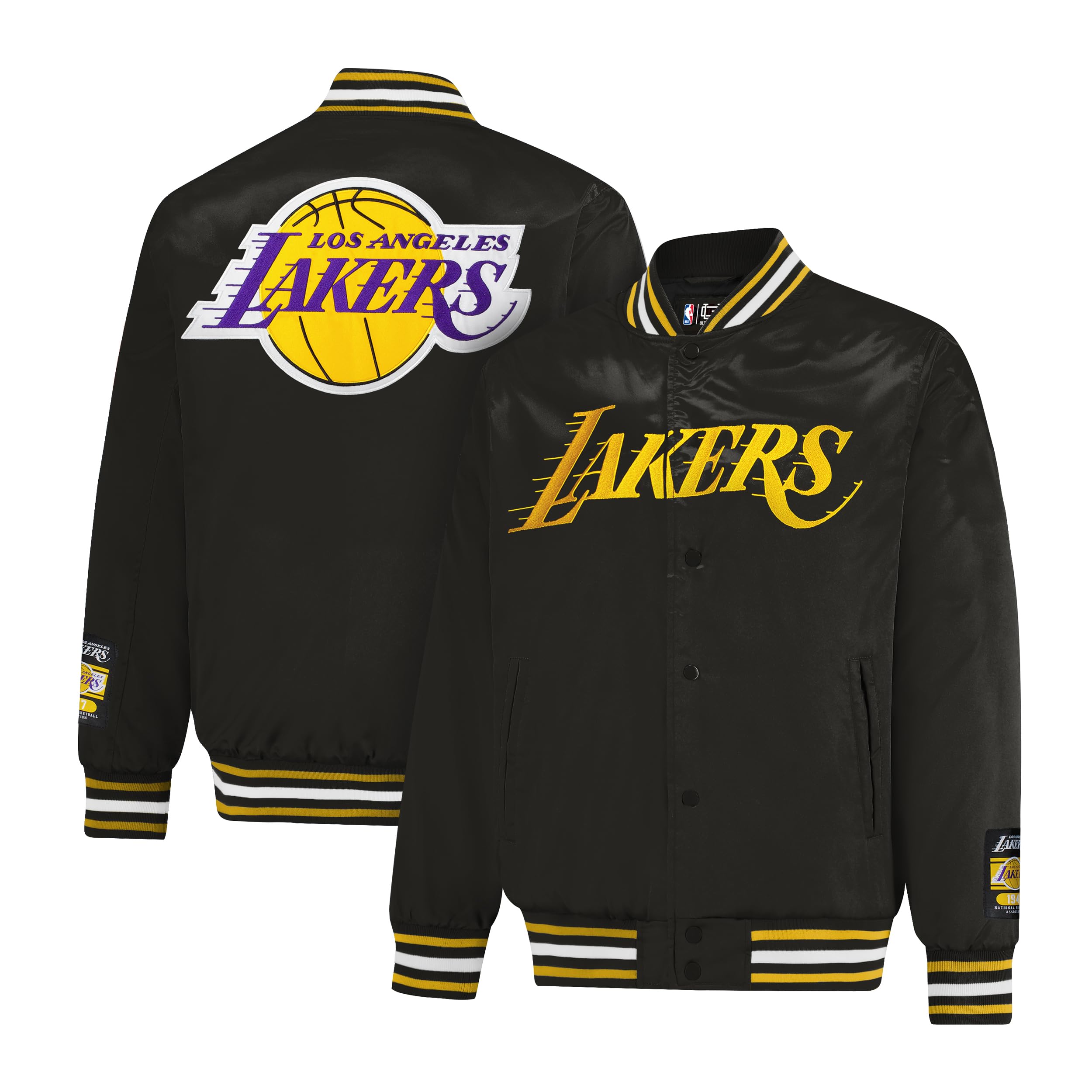 Ultra Game Adults NBA Official Smashing Records Satin Jacket, Los Angeles Lakers, Team Color, Small Image