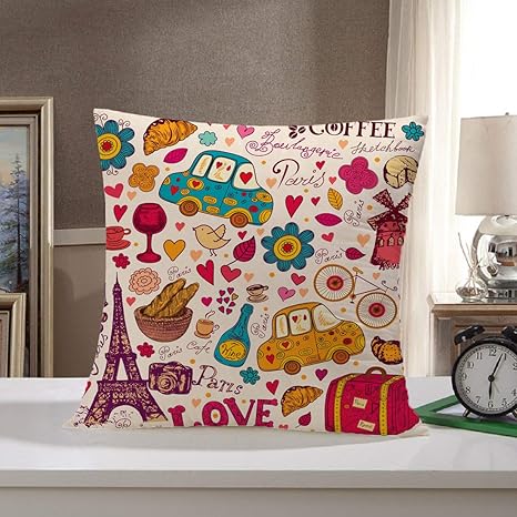 Buy Stitchnest Home Decorative Paris Illustration Of Hearts Eiffel