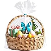 Morepack Large Cellophane Bags,26x32 Inch Big Clear Basket Bags 10 Pieces Cellophane Wrap for Gift Baskets