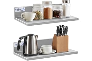 Profeeshaw Stainless Steel Shelf Wall Mounted Commercial Stainless Steel Shelves 8.6 * 16 Inch 44lb Heavy Duty Commercial Kitchen Shelf for Restaurant, Bar, Utility Room, Kitchen and Garage