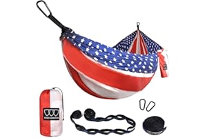 Gold Armour Camping Hammock - XL Double Hammock Portable Hammock Camping Accessories Gear for Outdoor Indoor with Tree Straps, USA Based Brand (Flag)