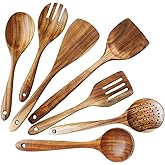 Wooden Spoons for Cooking, ADLORYEA Wood Kitchen Utensils Set, Natural Teak Wooden Cooking Utensils set for Nonstick Cookware