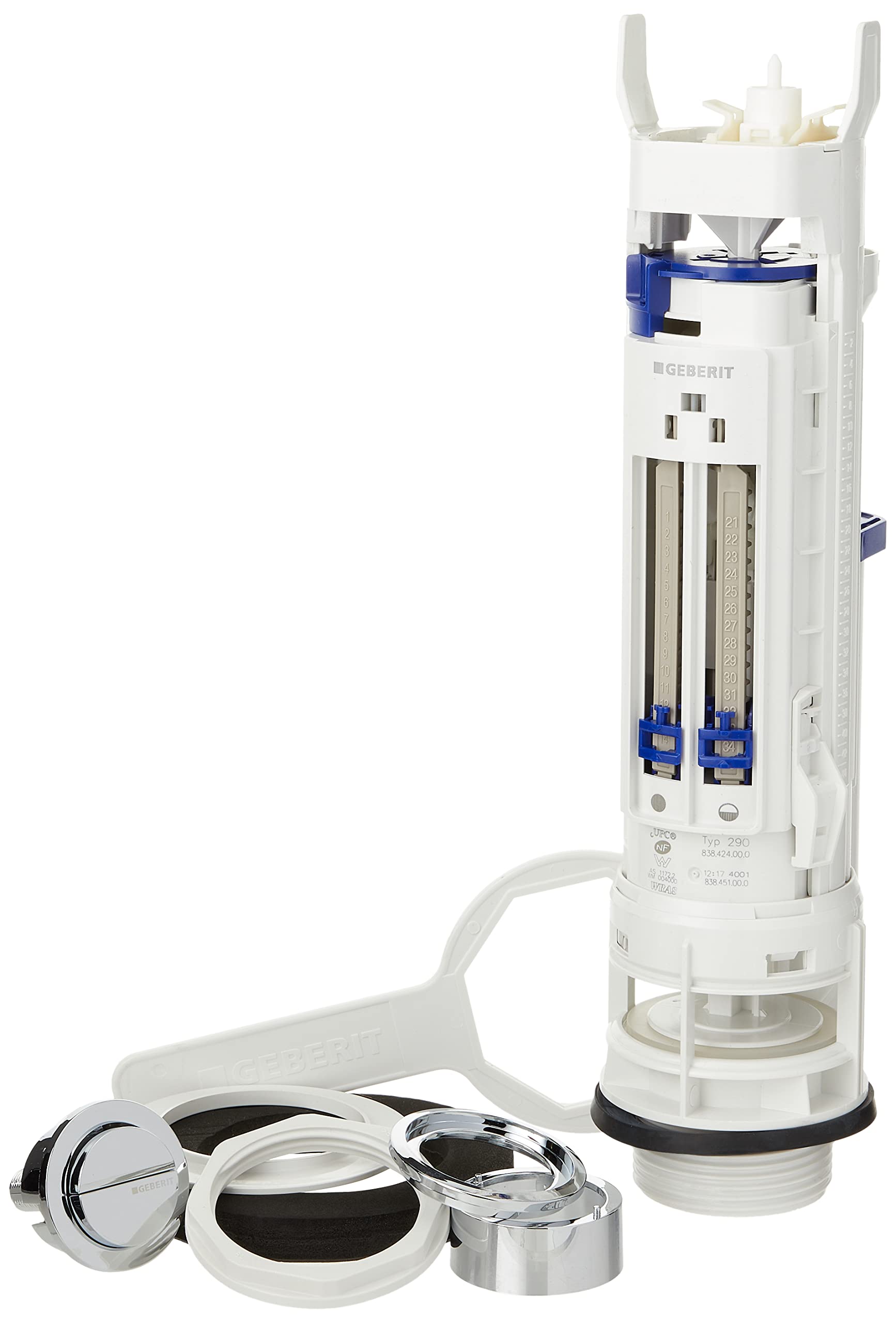 Geberit 282.350.21.2 Impuls 290 Dual Flush Toilet Valve and Chrome Push Button - Multi-Colour