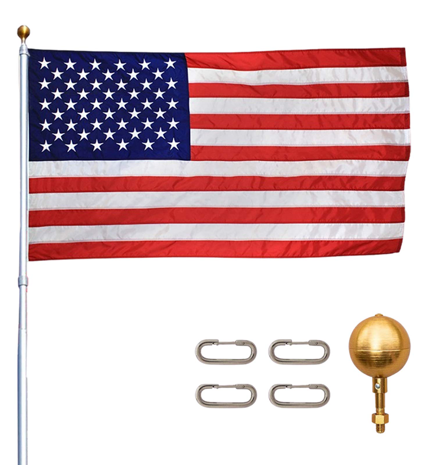 Buy Titan Telescoping Flag Poles, 20ft Silver USA Made Heavy Duty