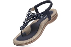 Littleplum Women Flat Sandals Dressy Sandal Summer Comfortable Slip-on Casual Beach Shoes Dress Bohemian Ankle Elastic Flats Sandals