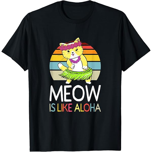 Amazon.com: Cute Aloha Hawaiin Kitty Cat. Flower Cat T-Shirt