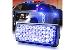 BooYu 1-Pcs Battery Operated LED Emergency Strobe Lights Bar w/Magnetic Base Rechargeable Portable Roadside Roof Top Mini Plow Flash Beacon Warning Light for Truck/Trailer/Vehicle (Blue)